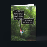 Granddaughter Birthday Karte<br><div class="desc">This funny birthday card for your granddaughter feature a cartoon illustrated gnome with a white,  bushy beard and poiny,  red hat hat d a Bush in a foto of a forest - speaking compliments in a pair of speech bubbles with fun,  hand drawn typeface.</div>