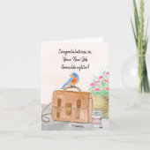 Granddaughter Congratulation Your New Job Bluebird Karte (Vorderseite)