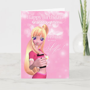Granddaughter Duckface Selfie Cell Phone Card Karte