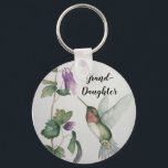 Granddaughter Elegant Hummingbird Button Keychain Schlüsselanhänger<br><div class="desc">Give a lovely Ruby Throated Hummingbird keychain to your granddaughter for a birthday or any occasion. This design was created from my original watercolour painting. Perfect for women who love birds, gardens and nature. Enjoy the sight of a peaceful hummingbird fluttering in a garden of flowers. Stylish colors of cream,...</div>