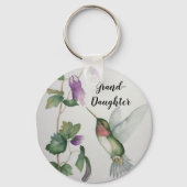 Granddaughter Elegant Hummingbird Button Keychain Schlüsselanhänger (Vorderseite)