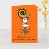 Granddaughter Halloween Card: Three Sweet Treats Karte (Gelbe Blume)