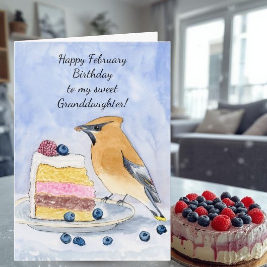 Granddaughter Happy February Birthday Bird Karte