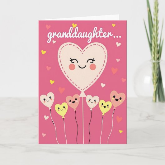 Granddaughter Happy Heart Balloon Card Karte (Vorderseite)