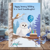 Granddaughter Happy January Birthday Snowy Owl Karte