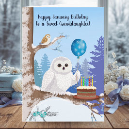 Granddaughter Happy January Birthday Snowy Owl Karte