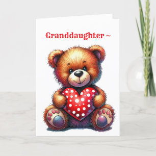 GRANDDAUGHTER LIL BEAR VALENTINE CARD DANKESKARTE