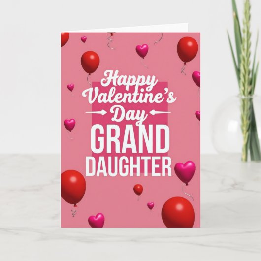 Granddaughter Valentines Balloon Card Karte (Vorderseite)