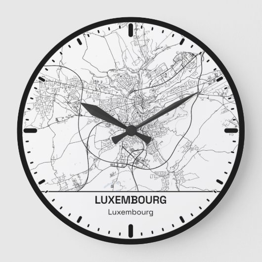 Grande Horloge Luxembourg Clock City Line Art Große Wanduhr (Vorderseite)