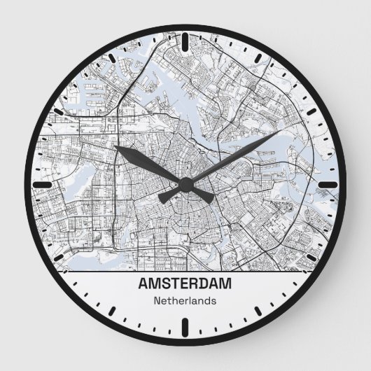 Grande Horloge Ronde Amsterdam Clock City Line Art Große Wanduhr (Vorderseite)