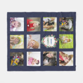 GRANDELENTS Foto Collage Blanket Grandkids Navy Fleecedecke (Vorderseite (Horizontal))