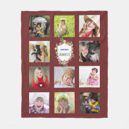 GRANDELENTS Foto Collage Grandkids Burgundy Fleecedecke
