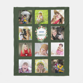 GRANDELENTS Foto Collage Grandkids Green Fleecedecke
