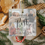 'GRANDELTERN' are the Best Fotos, Name/s & Quote Keramikornament<br><div class="desc">Lass Großvater und Großmutter wissen, wie sehr sie mit diesem modernen Sake-Foto-Collage Weihnachtsschmuck geliebt werden, das 4 Ihrer Lieblingsfotos enthält, die von einem Computer oder von Ihrem Telefon aus leicht heruntergeladen werden können, den Text "GRANDELENTS sind die Besten" in eleganter Kalligrafie-Schrift, Namen/s und einem süßen Zitat, das für Sie so...</div>