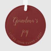 Grandeltern Joan Foto Monogram Holiday Ornament (Rückseite)