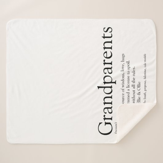 Grandeltern Modern Black and White Fun Zitat Sherpadecke (Vorderseite (Horizontal))