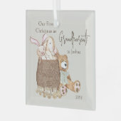 Grandeltern Teddy Bear Toy Basket Ornament Aus Glas (Vorderseite links)