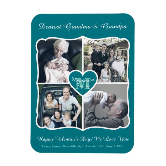 Grandeltern Valentine Personalisiert Instagram Gri Magnet (Vertikal)