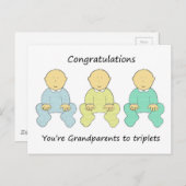 Grandeltern zu Triplets gratulieren Postkarte (Vorne/Hinten)