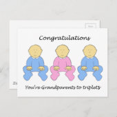 Grandeltern zu Triplets gratulieren Postkarte (Vorne/Hinten)