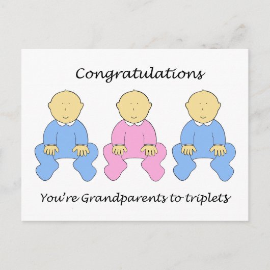 Grandeltern zu Triplets gratulieren Postkarte (Vorderseite)