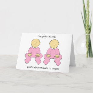 Grandeltern zu Twin Girls Herzlichen Glückwunsch Karte
