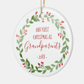 Grandelterns erstes Weihnachts-Custom-Baby-Foto Keramik Ornament (Links)