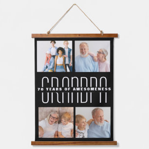 Grandelterntagsgeschenk für 70-Jährige Wandteppich Mit Holzrahmen