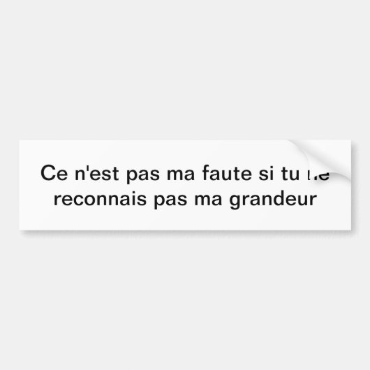 Grandeur (Groß auf Französisch) Autoaufkleber (Vorne)