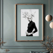 Grandeur in Bloom: Skulpturale monochrome Mode Poster