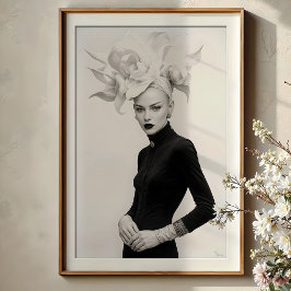 Grandeur in Bloom: Skulpturale monochrome Mode Poster