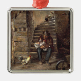 Grandfather Looking After His Grandson Ornament Aus Metall