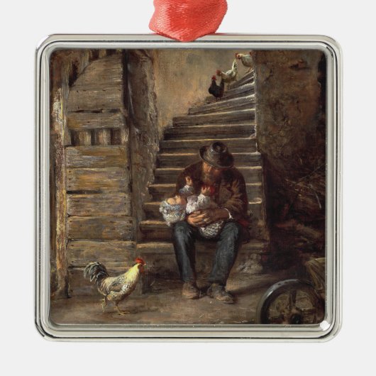 Grandfather Looking After His Grandson Ornament Aus Metall (Vorne)