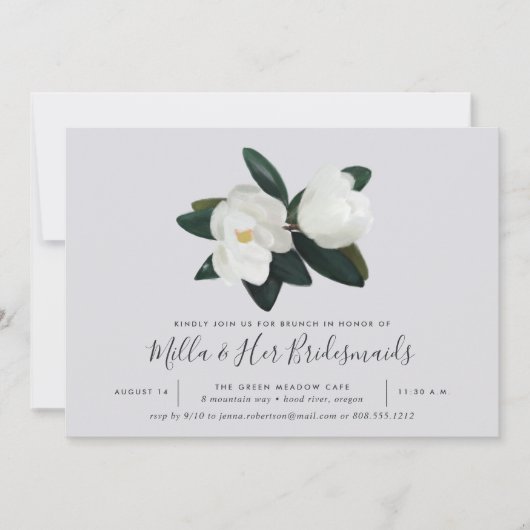Grandiflora | Southern Magnolia Bridesmaids Brunch Einladung (Vorderseite)