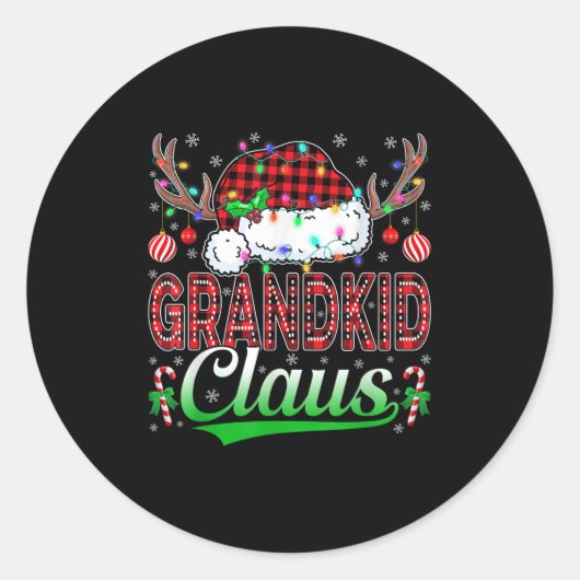 Grandkid Claus Christmas Lights Matching Family Xm Runder Aufkleber (Vorderseite)