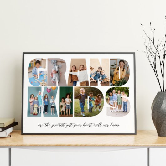 Grandkids 9 Foto Collage, Geschenk für Großeltern Poster