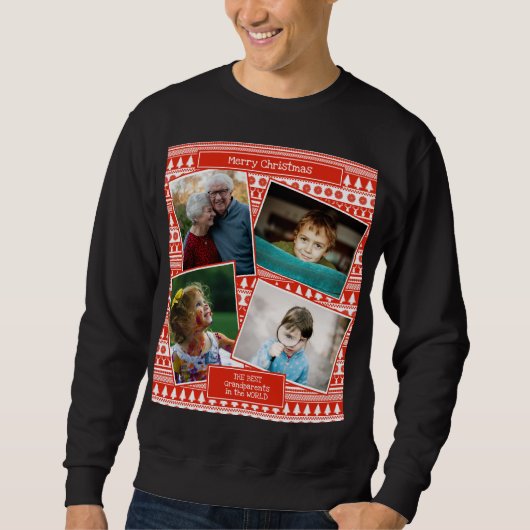 Grandkids Foto Frohe Weihnachten Ugly Sweater Sweatshirt (Vorderseite)