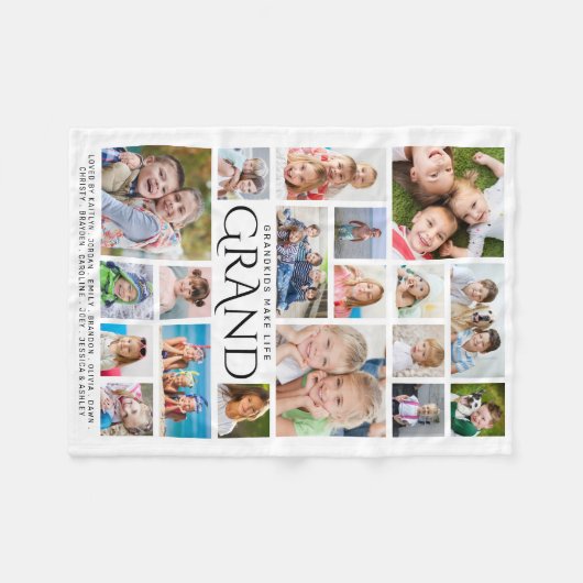 GRANDKIDS MACHEN LIFE GRAND Oma 19 FotoCollage Fleecedecke (Vorderseite (Horizontal))