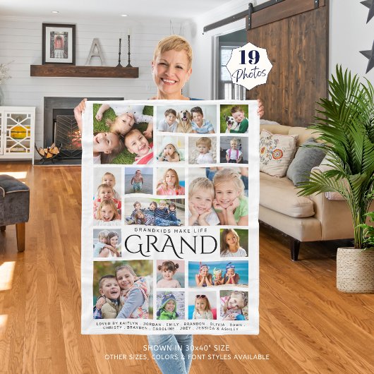GRANDKIDS MACHEN LIFE GRAND Oma 19 FotoCollage Fleecedecke