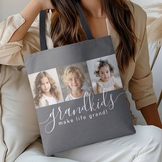 Grandkids macht Life Grand 3 Foto Collage grau Tasche