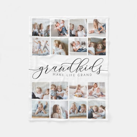 Grandkids Make Life Grand 16 Photo Collage Fleecedecke (Vorderseite)