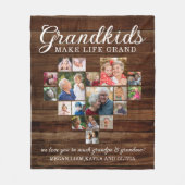 Grandkids Make Life Grand 18 Photo Collage Wood Fleecedecke (Vorderseite)