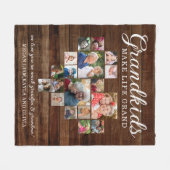 Grandkids Make Life Grand 18 Photo Collage Wood Fleecedecke (Vorderseite (Horizontal))