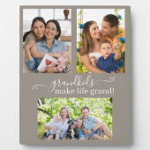 Grandkids Make Life Grand 3 Photo Collage Plaque Fotoplatte (Vorderseite)