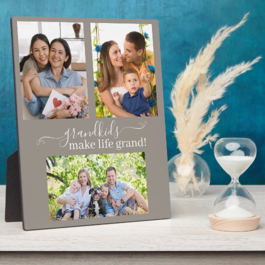 Grandkids Make Life Grand 3 Photo Collage Plaque Fotoplatte (Seite)