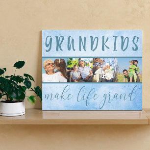 Grandkids Make Life Grand 4 Foto Collage Blue Leinwanddruck