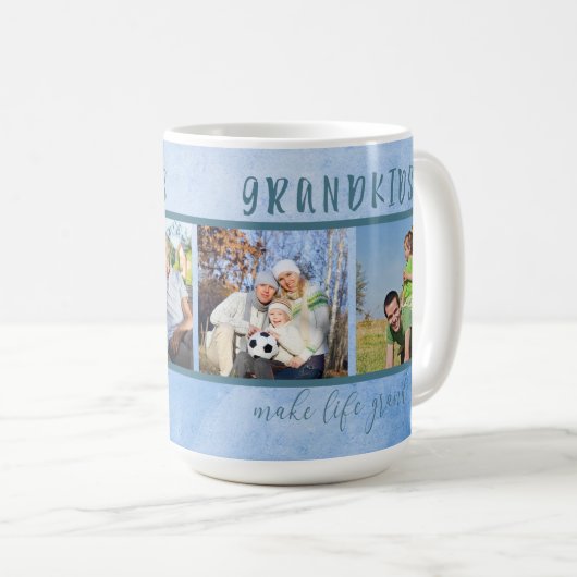 Grandkids Make Life Grand 4 Foto Großeltern Kaffeetasse (VorderseiteRechts)