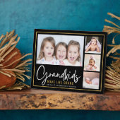 Grandkids Make Life Grand 4 Photo Black And Gold Fotoplatte (Seite)