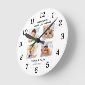 Grandkids Make Life Grand 4 Photo Collage White Runde Wanduhr (Winkel)