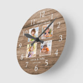 Grandkids Make Life Grand 4 Photo Collage Wood Runde Wanduhr (Winkel)